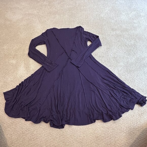 Vivienne Tam Dress Plum Purple Knit Fit & Flare Witchy Boho Reverse Seam MEDIUM - Picture 9 of 12